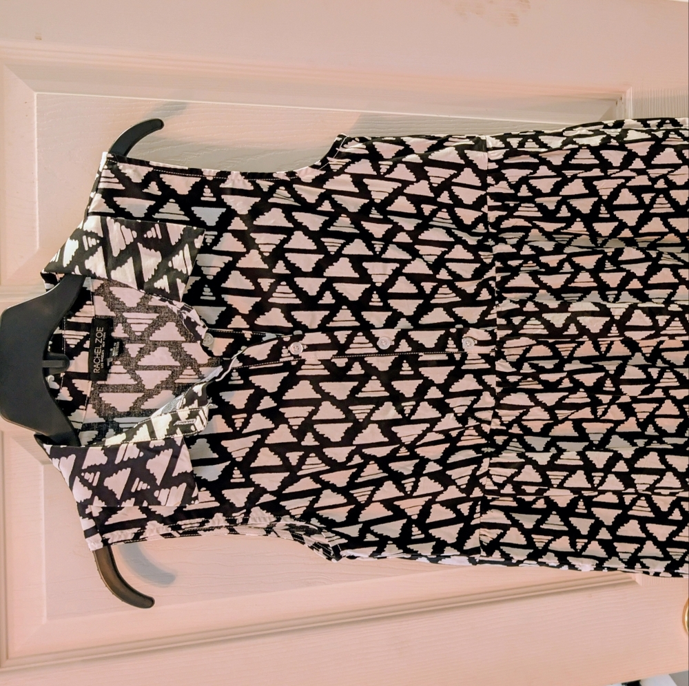 Rachel Zoe Monochrome Geometric Patterned Maxi Dress